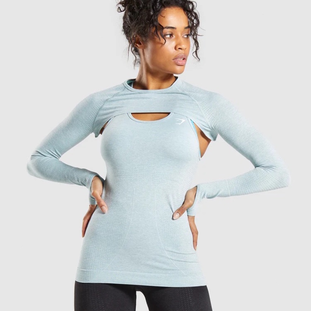 Gymshark Vital Seamless Long Sleeve Bolero Top - light green marl
